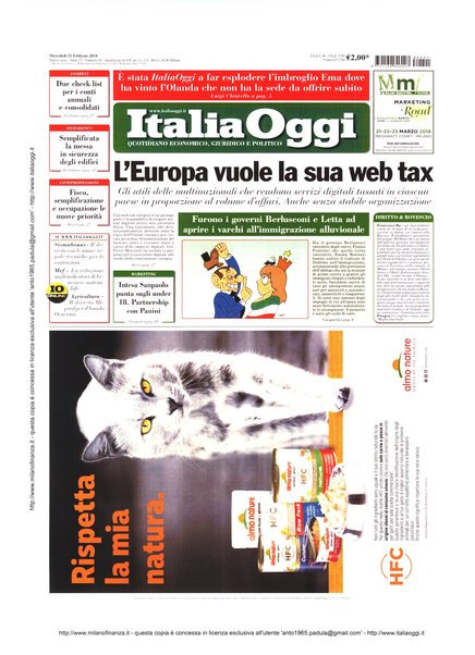 Italia oggi : quotidiano di economia finanza e politica